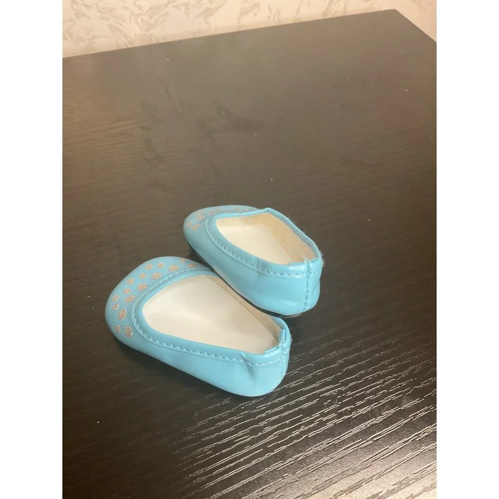American Girl Doll Blue & Silver Polka Dot Shoes